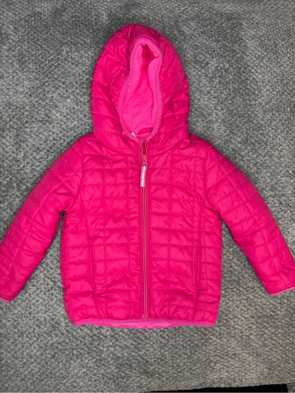 Cat & Jack Toddler Girls Quilted Puffer Hooded Jacket - Bright Pink Size 3T NWT